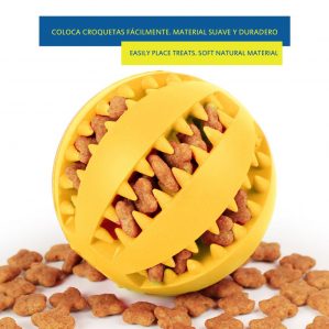pelotas para perros de caucho coloca croquetas fácilmente, material suave y duradero e indestructible