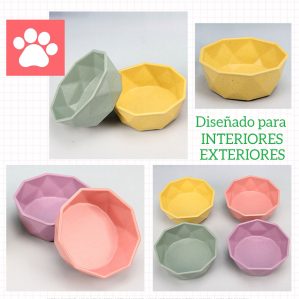 lindo tazón para mascota biodegradable dise;ado para interiores y exteriores amarillo, verde, rosa, morado